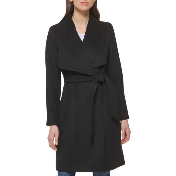 Cole Haan Black Wrap Coat - Picture 1 of 11